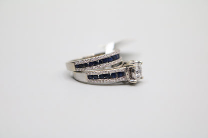 14K White Gold Wedding Halo Set Rings (Sizes 7 1/4) No Shipping