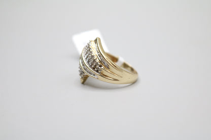 10K Yellow Gold Cluster Bypass Ring (Size 9 1/2)