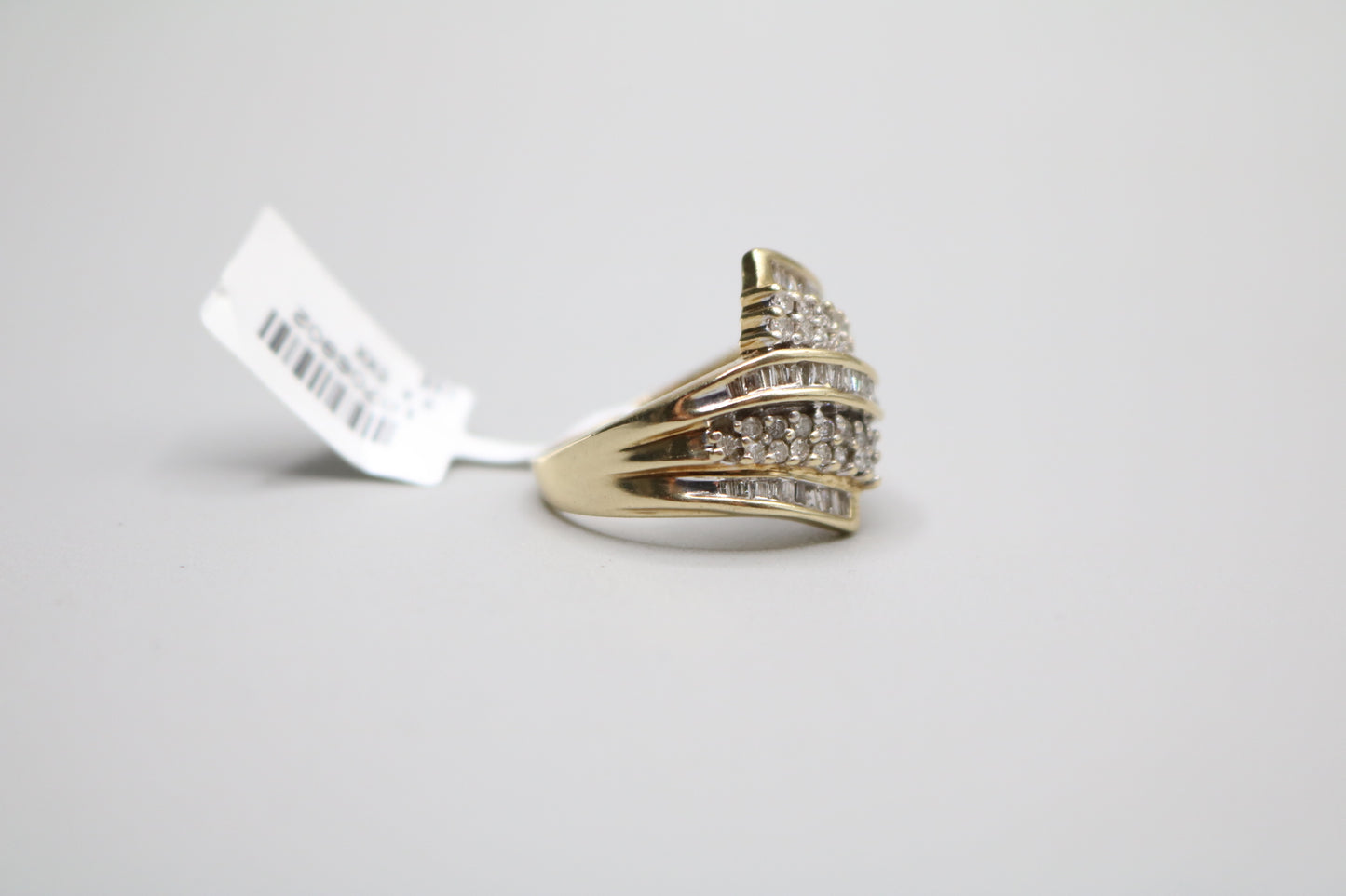 10K Yellow Gold Cluster Bypass Ring (Size 9 1/2)