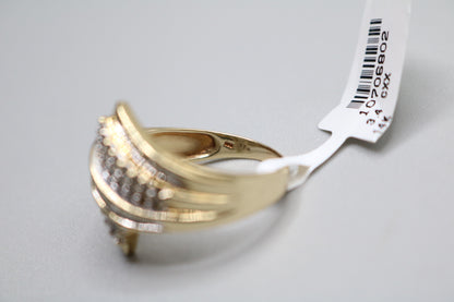 10K Yellow Gold Cluster Bypass Ring (Size 9 1/2)