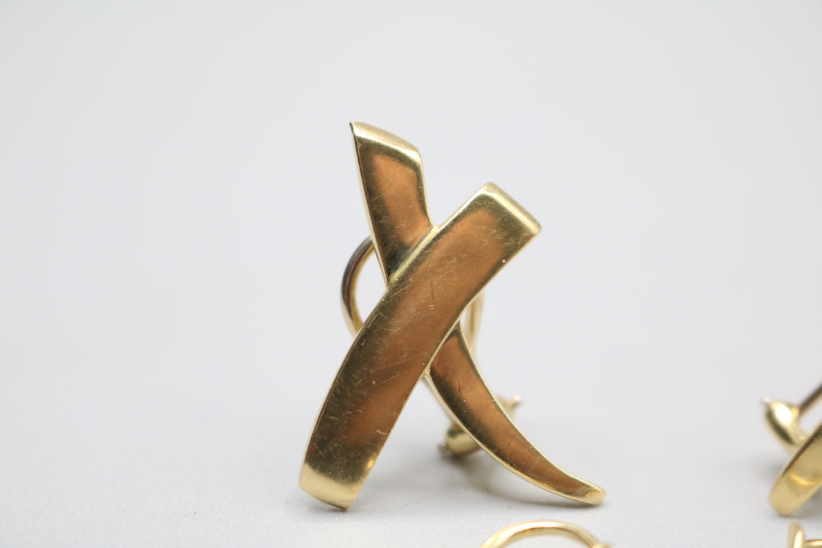 Tiffany & Co. Picasso 18K Yellow Gold Vintage Graffiti X Earrings