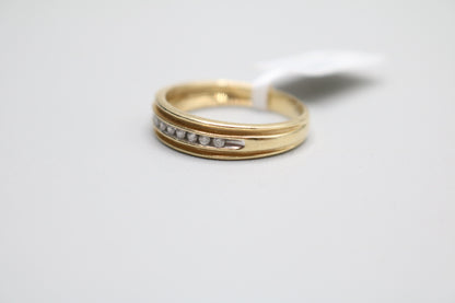 14K Yellow Gold Band Channel Setting Diamond Ring (Size 9 1/4)
