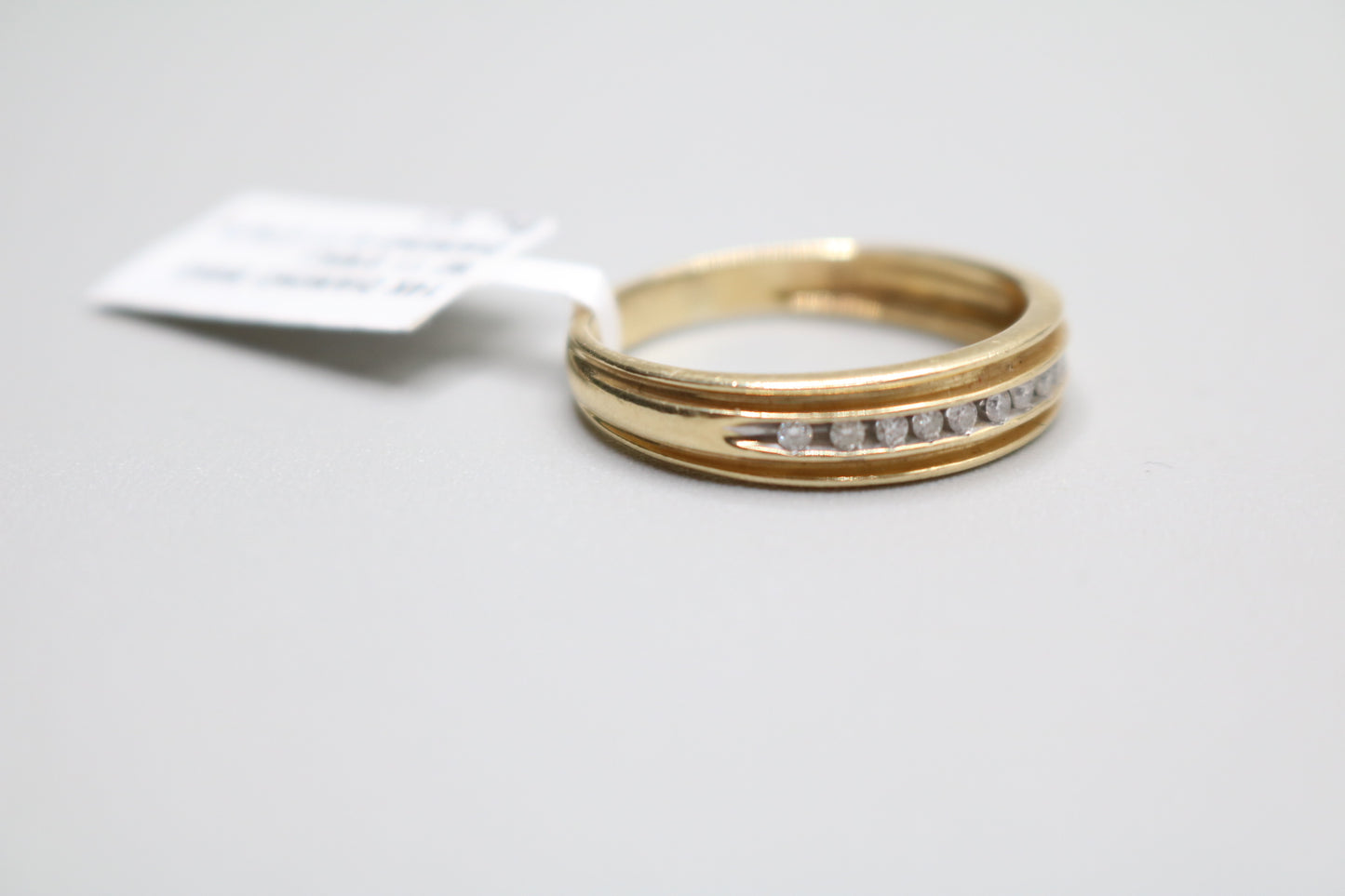 14K Yellow Gold Band Channel Setting Diamond Ring (Size 9 1/4)