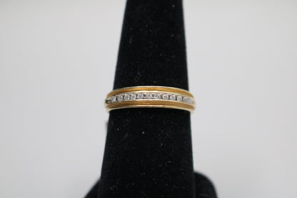 14K Yellow Gold Band Channel Setting Diamond Ring (Size 9 1/4)