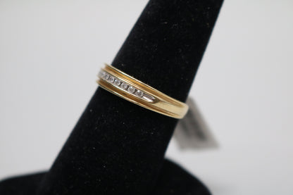 14K Yellow Gold Band Channel Setting Diamond Ring (Size 9 1/4)
