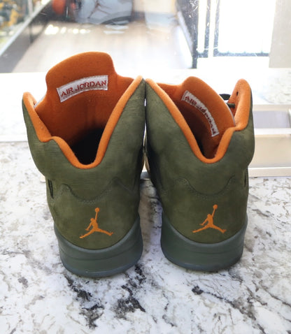 Nike Air Jordan 5 Retro Army Olive Green-Solar Orange-Olive Size 10