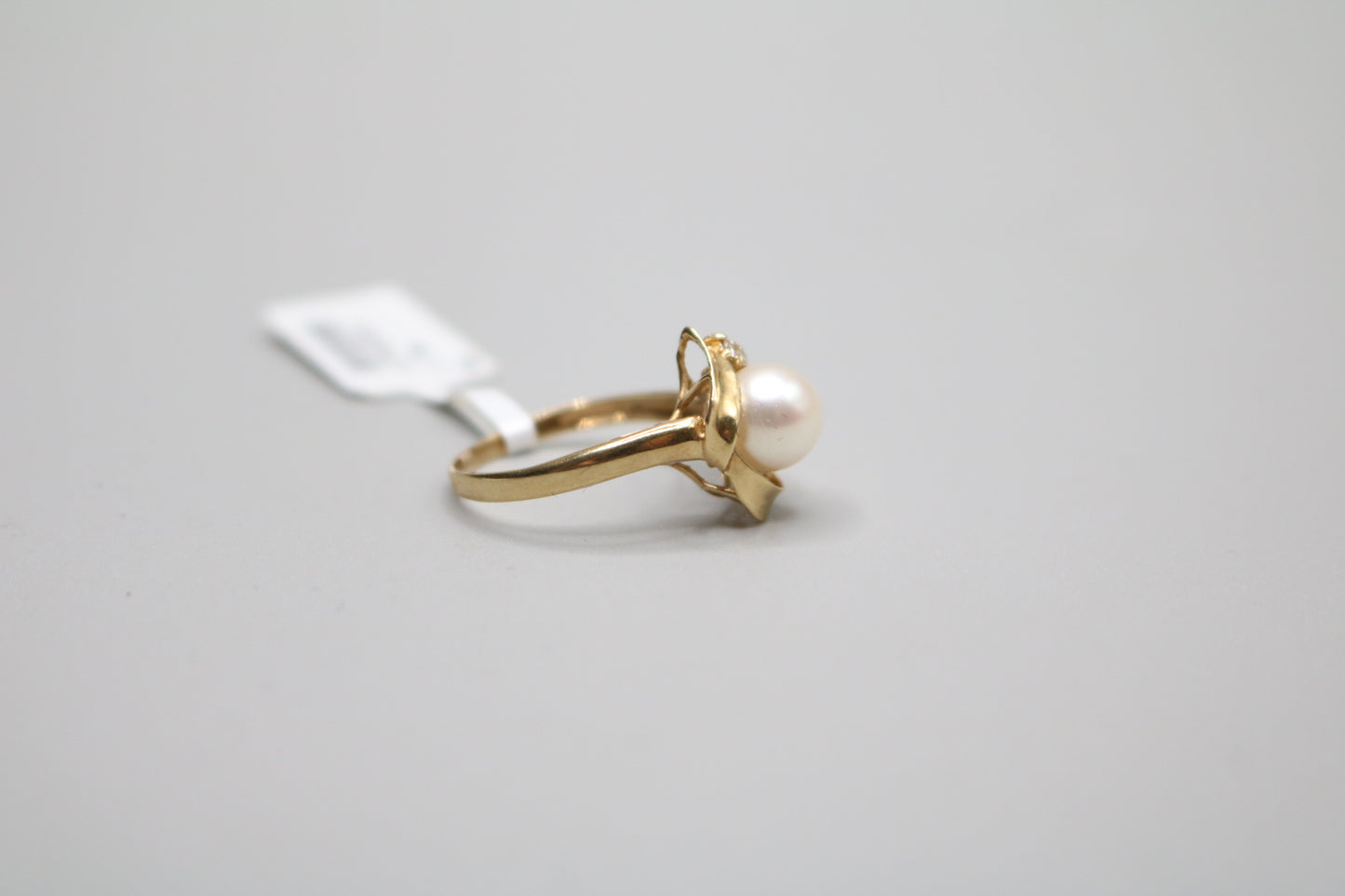 14K Yellow Gold Fancy Vintage Pearl Diamond Ring (Size 7 3/4)
