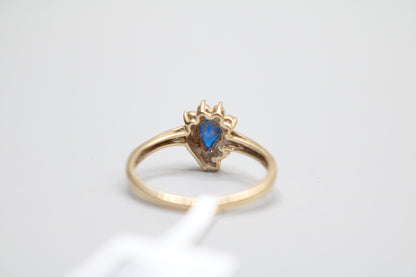 14K Yellow Gold Blue Topaz & Clear Stone Engagement Ring (Size 6 3/4)