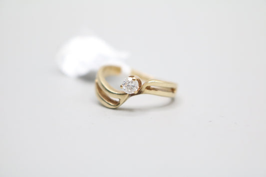 14K YG Diamond Solitaire Bypass Engagement Ring (Size 6 1/2) (Clearance!)