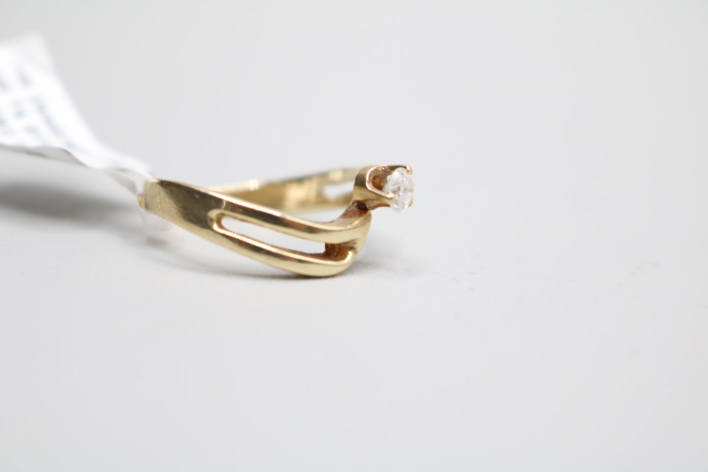 14K YG Diamond Solitaire Bypass Engagement Ring (Size 6 1/2) (Clearance!)