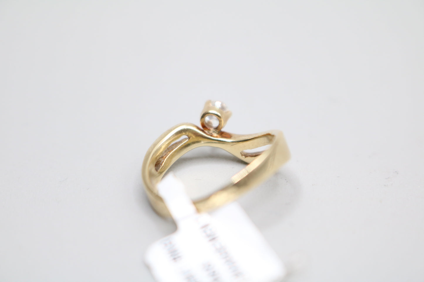 14K YG Diamond Solitaire Bypass Engagement Ring (Size 6 1/2) (Clearance!)