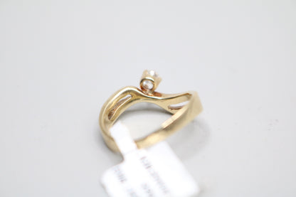 14K YG Diamond Solitaire Bypass Engagement Ring (Size 6 1/2) (Clearance!)