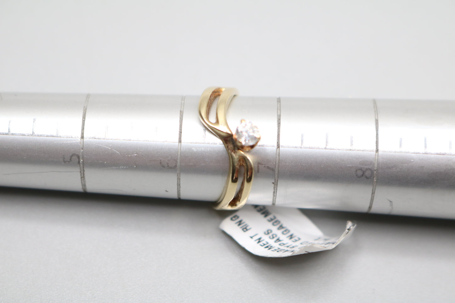 14K YG Diamond Solitaire Bypass Engagement Ring (Size 6 1/2) (Clearance!)