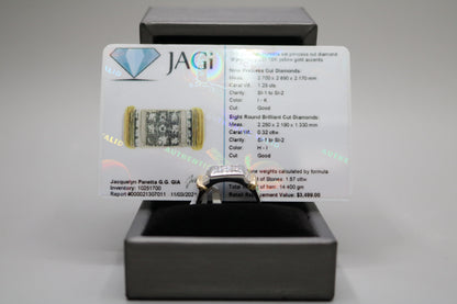 Platinum Invisible Set Princess Cut Diamond Cluster Ring with 18K Yellow Gold Accents (1.57 CTW) (Size 8 3/4)