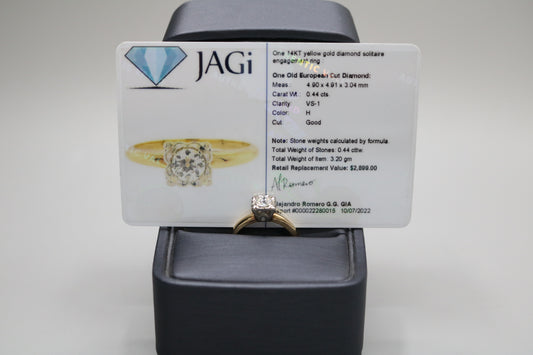 14K Yellow Gold Diamond Solitaire Engagement Ring (0.44 CTW) (Size 7)