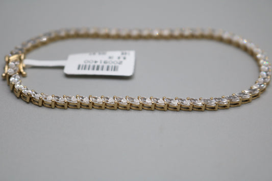 14K Yellow Gold Tennis Bracelet W/ Cubic Zirconia (Size 8)