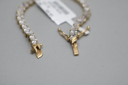 14K Yellow Gold Tennis Bracelet W/ Cubic Zirconia (Size 8)