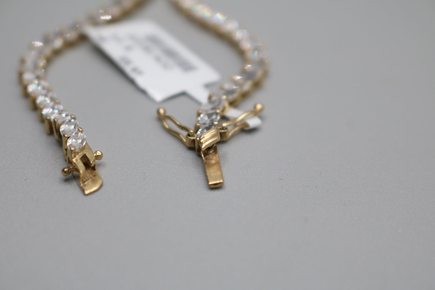 14K Yellow Gold Tennis Bracelet W/ Cubic Zirconia (Size 8)