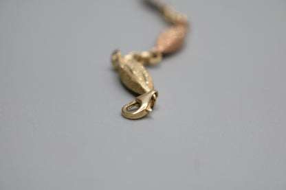 14K Three Tone Fancy Bracelet (Length 7 1/2 Inches)