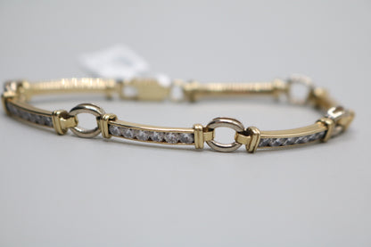 10k Two Tone Fancy Tennis Bracelet (Length 7 1/2 Inches)
