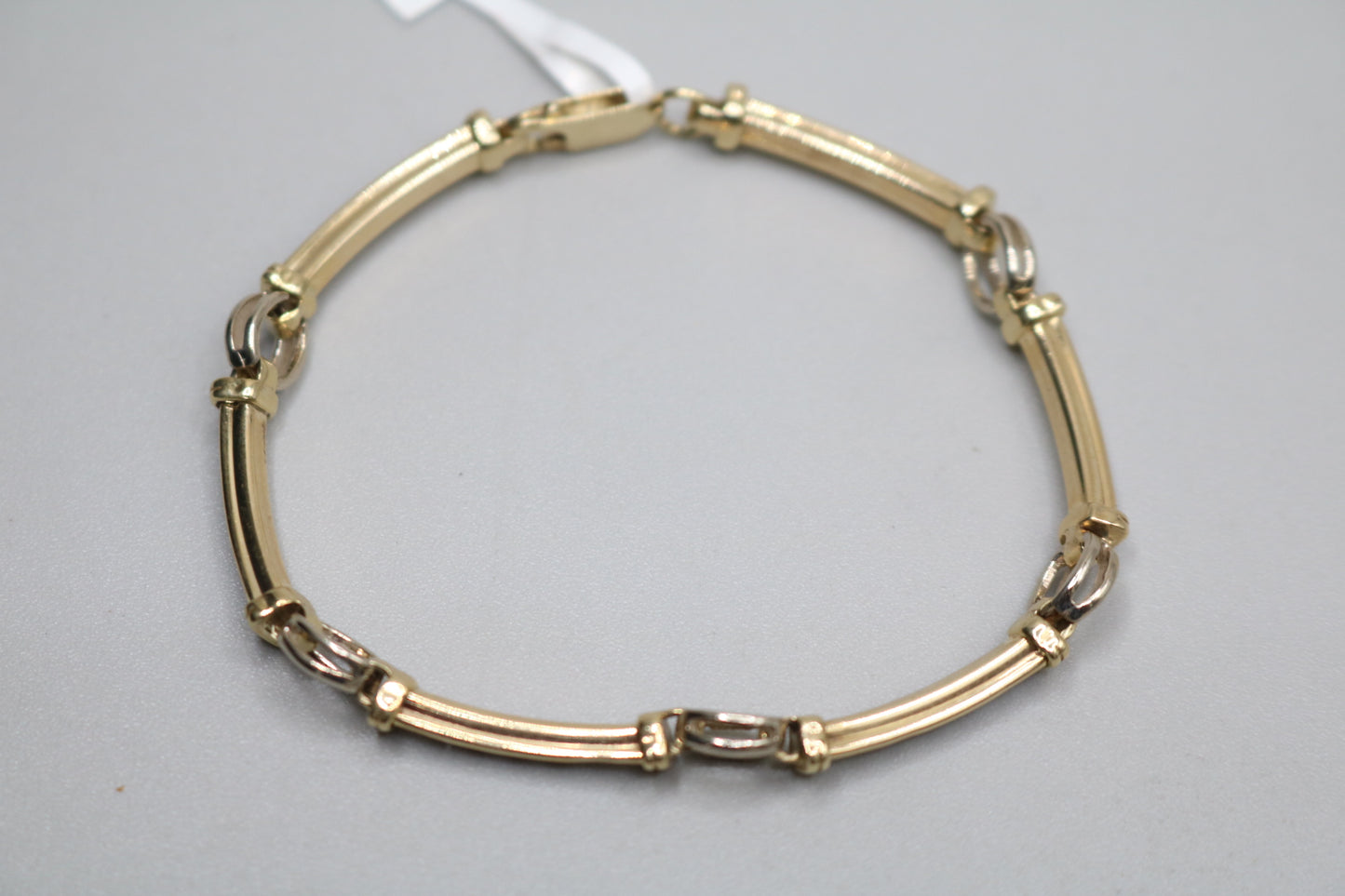 10k Two Tone Fancy Tennis Bracelet (Length 7 1/2 Inches)