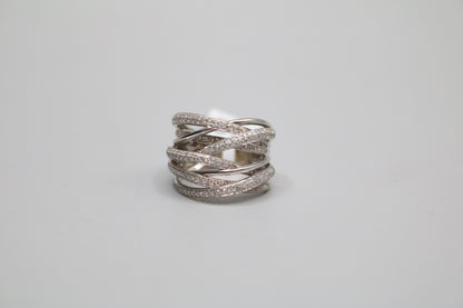 14K White Gold Bypass Ring with Diamonds (1.58 CTW) (Size 6 1/2)