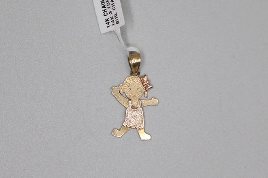 14K Two Toned Girl with a Bow Charm (1.6 Grams)