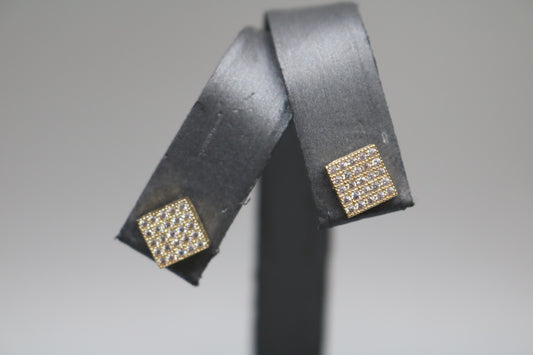10K Yellow Gold Square Shaped Cluster Earrings (1.7 Grams)