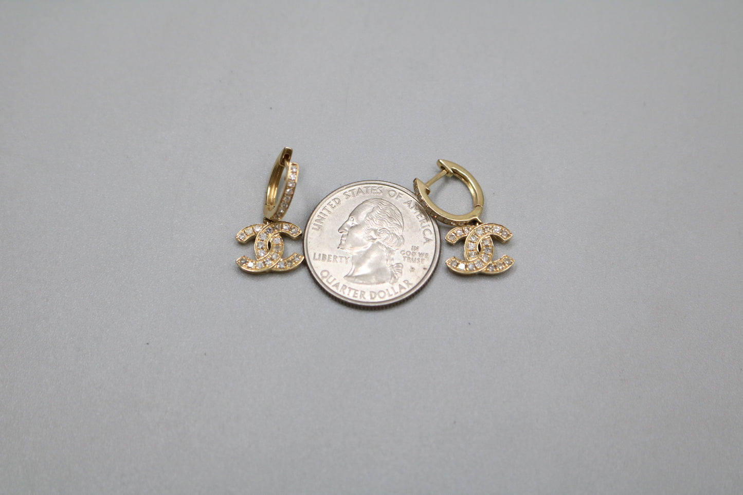 14K Yellow Gold Diamond CC Drop Earrings (0.60 CTW)
