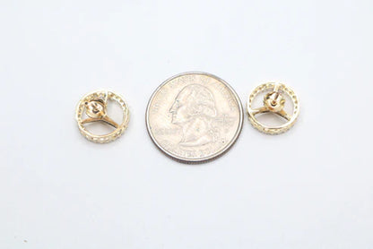 10k Yellow Gold Mercedes Earring With Clear Stones