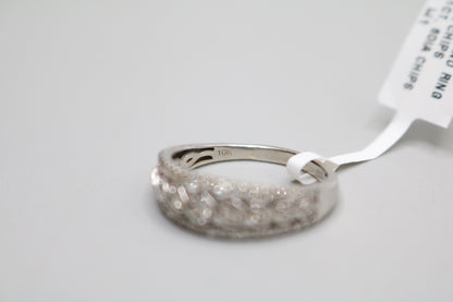 10K White Gold Diamond Unisex Band Ring (Size 9)