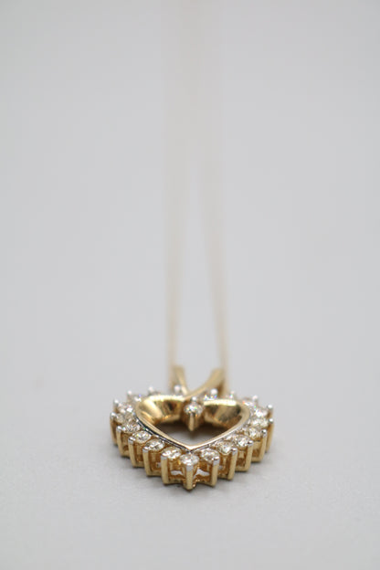 14K Yellow Gold Twisted Chain W/ 14K Yellow Gold Heart Diamond Charm