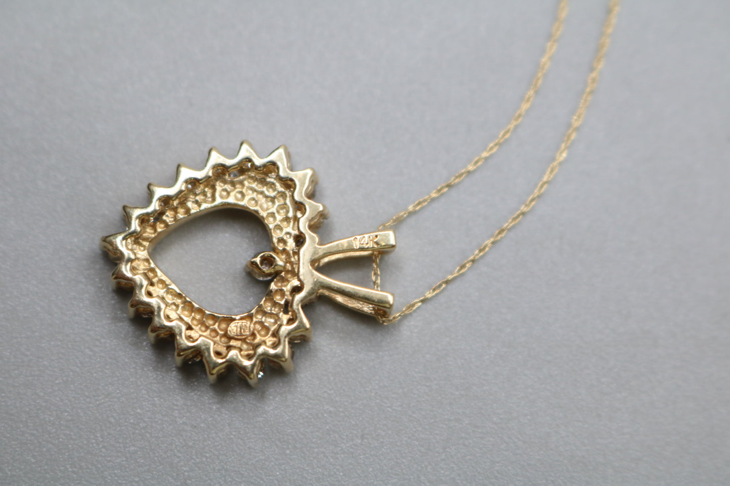 14K Yellow Gold Twisted Chain W/ 14K Yellow Gold Heart Diamond Charm