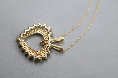 14K Yellow Gold Twisted Chain W/ 14K Yellow Gold Heart Diamond Charm