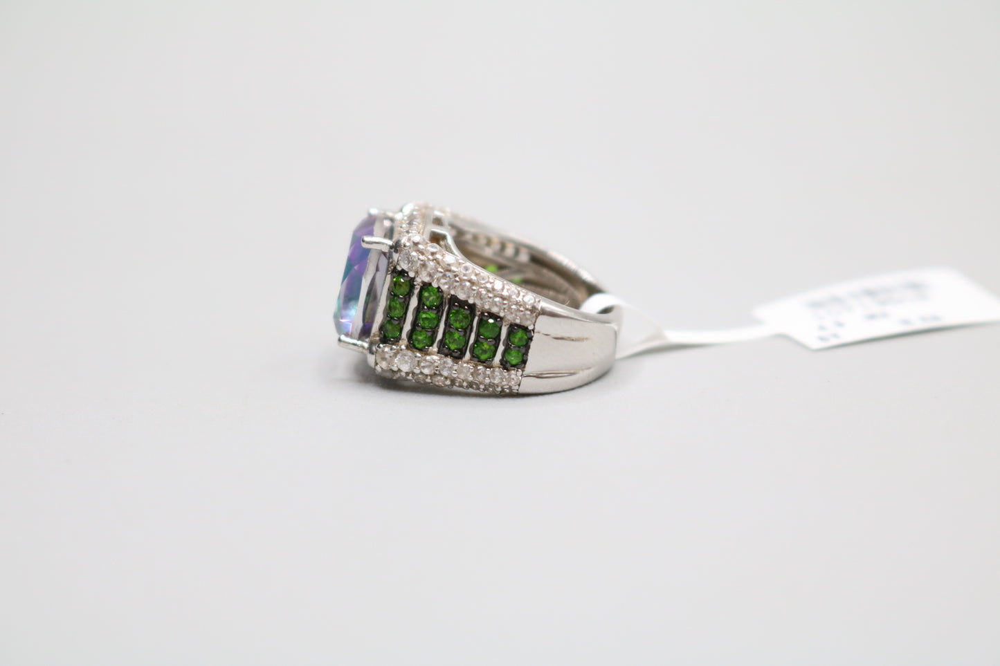 Sterling Silver Multi-Color Halo Ring (Size 4)