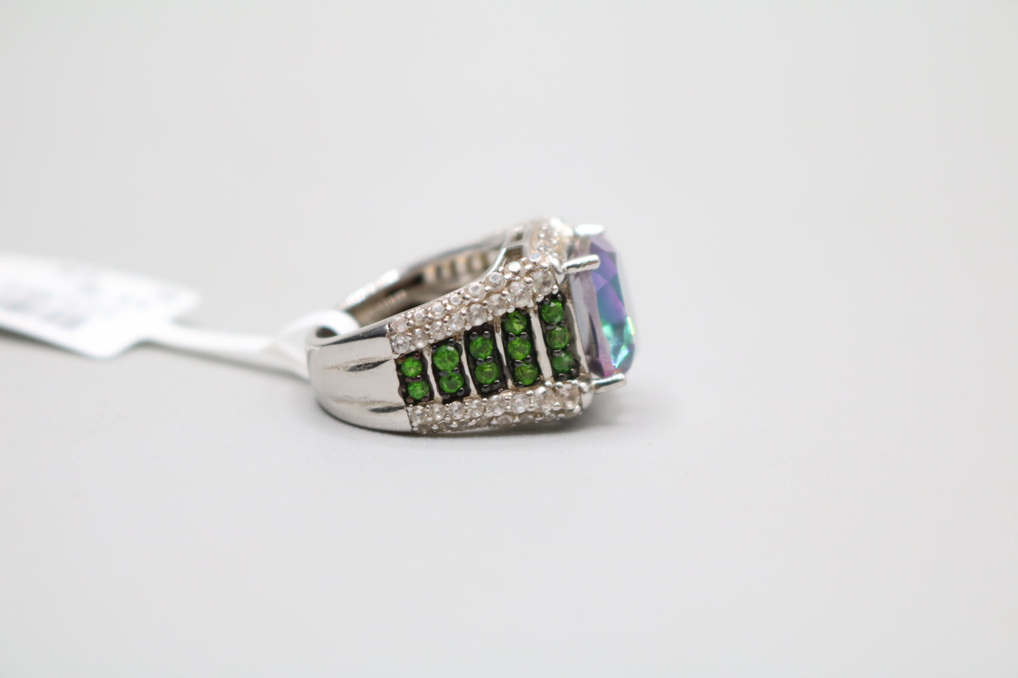 Sterling Silver Multi-Color Halo Ring (Size 4)