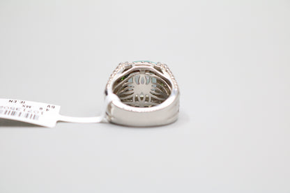 Sterling Silver Multi-Color Halo Ring (Size 4)