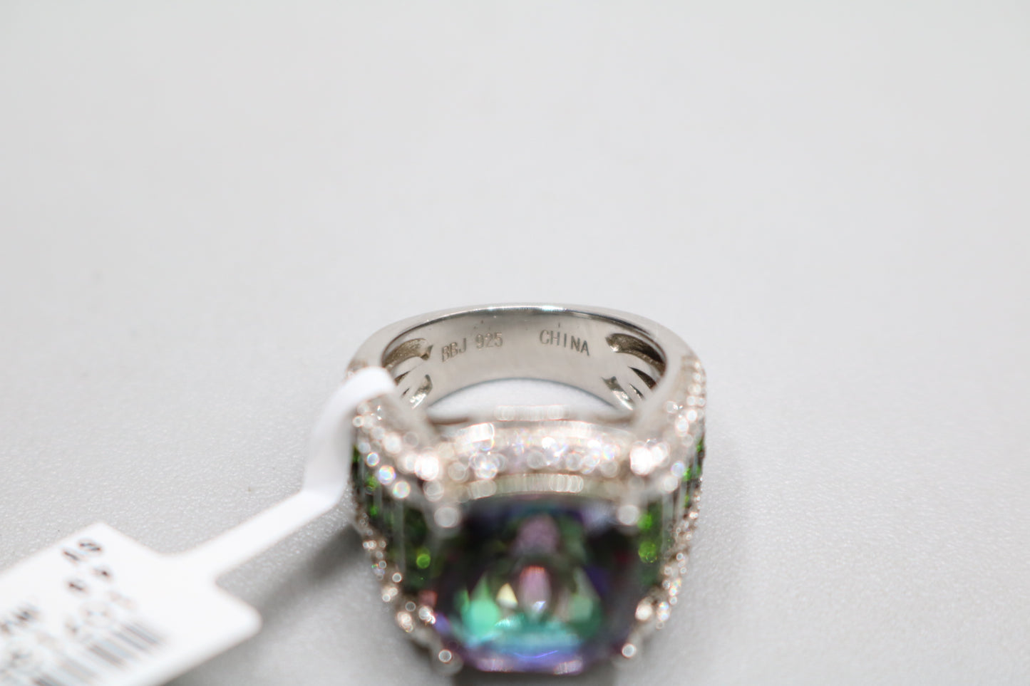 Sterling Silver Multi-Color Halo Ring (Size 4)
