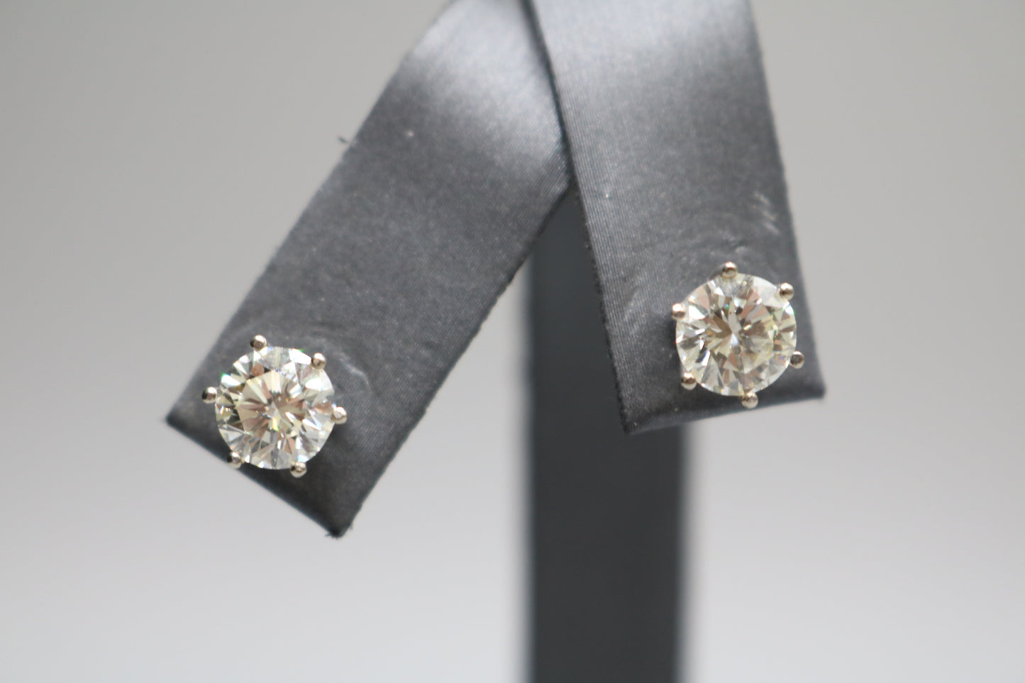 14K White Gold Classic 6 Prongs Diamond Stud Earrings (2.38 CTW) (Local Purchase Only)