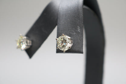 14K White Gold Classic 6 Prongs Diamond Stud Earrings (2.38 CTW) (Local Purchase Only)