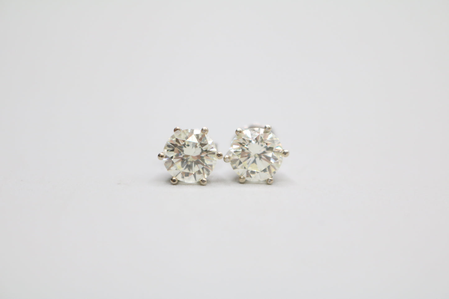 14K White Gold Classic 6 Prongs Diamond Stud Earrings (2.38 CTW) (Local Purchase Only)