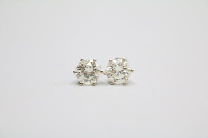 14K White Gold Classic 6 Prongs Diamond Stud Earrings (2.38 CTW) (Local Purchase Only)