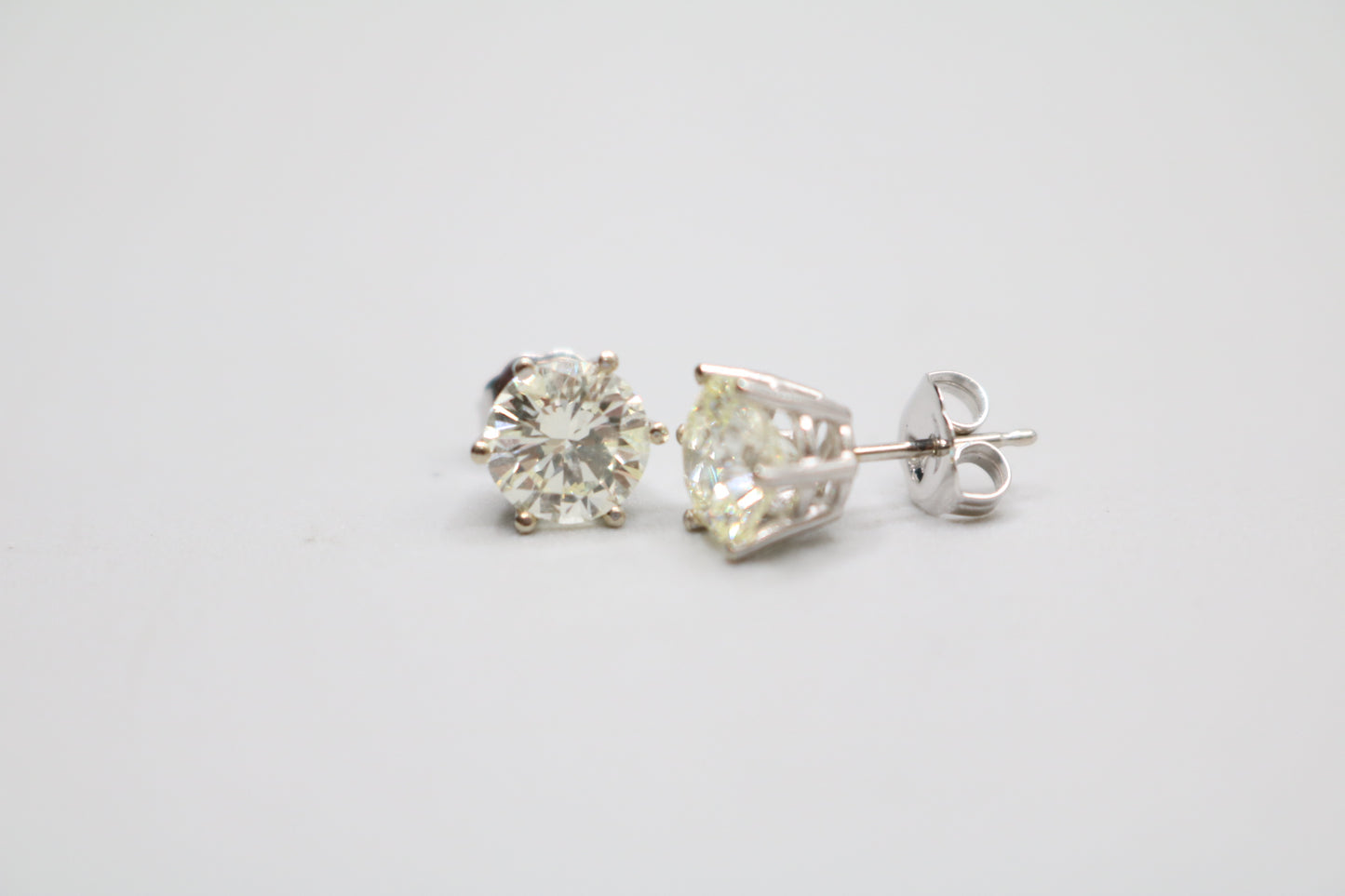 14K White Gold Classic 6 Prongs Diamond Stud Earrings (2.38 CTW) (Local Purchase Only)