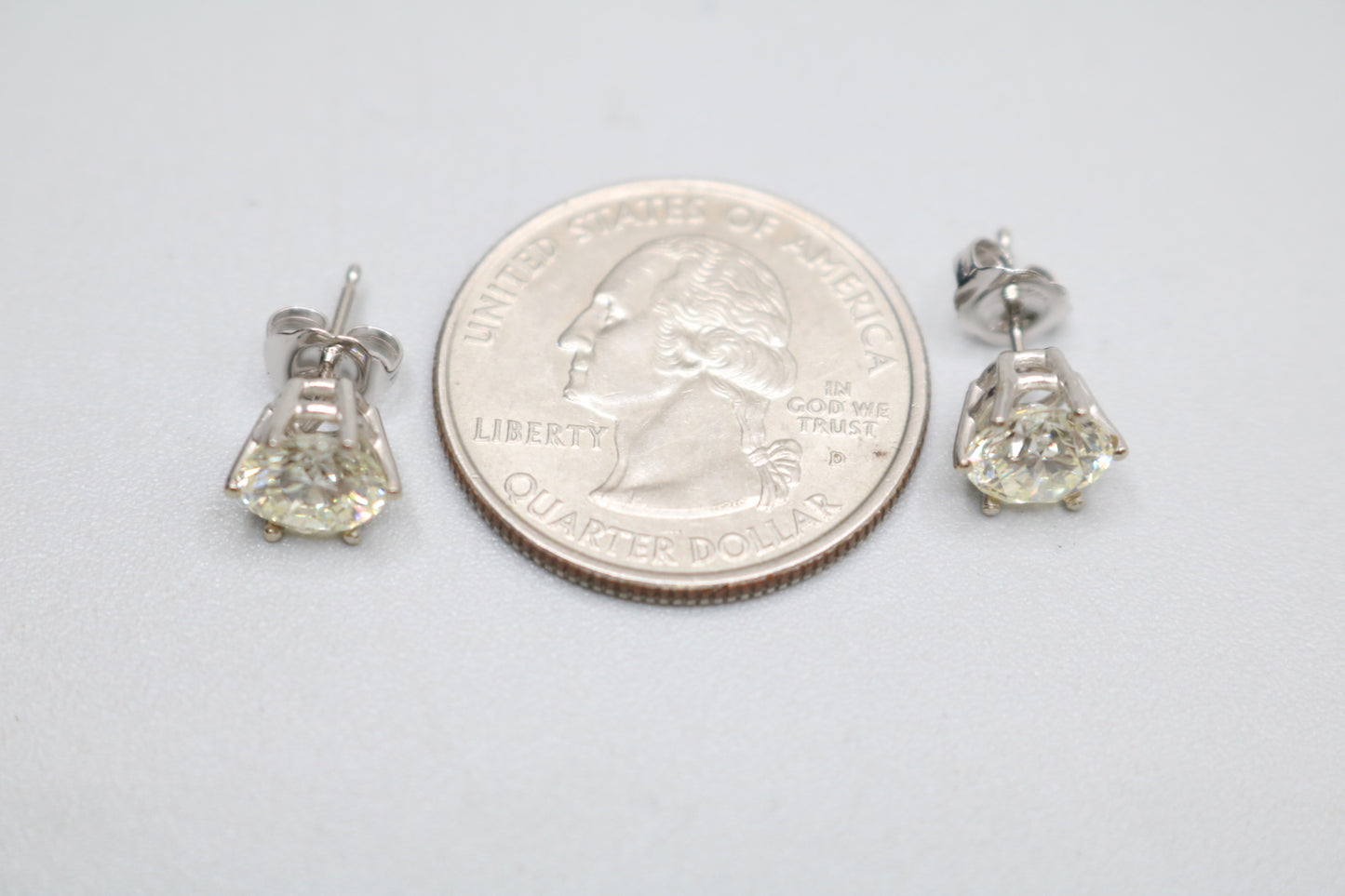 14K White Gold Classic 6 Prongs Diamond Stud Earrings (2.38 CTW) (Local Purchase Only)