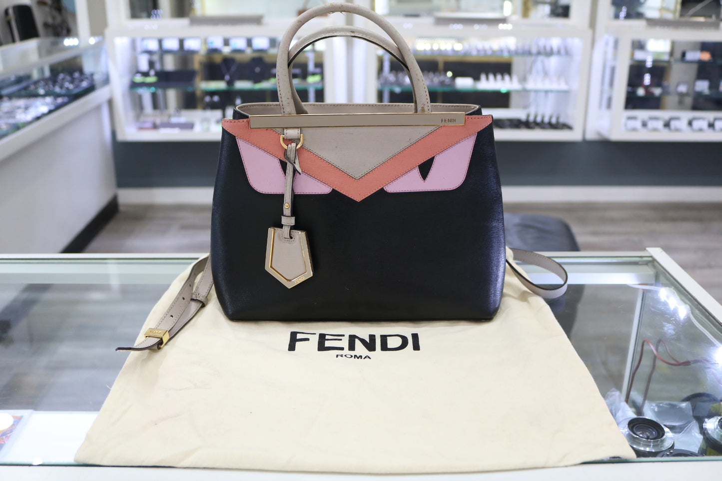FENDI Vitello Elite Monster Petite 2Jours Tote Bag