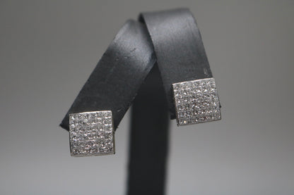 14K White Gold 2.80 CTW Invisible Set Princess Cut Diamond Earrings