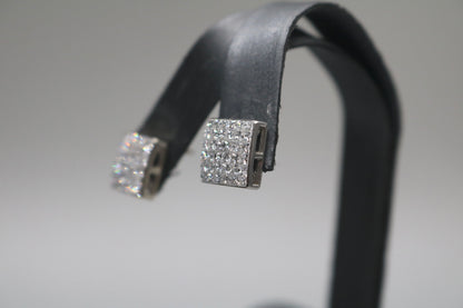 14K White Gold 2.80 CTW Invisible Set Princess Cut Diamond Earrings