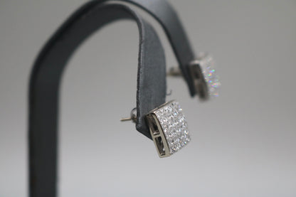 14K White Gold 2.80 CTW Invisible Set Princess Cut Diamond Earrings
