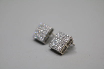 14K White Gold 2.80 CTW Invisible Set Princess Cut Diamond Earrings