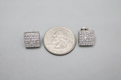 14K White Gold 2.80 CTW Invisible Set Princess Cut Diamond Earrings